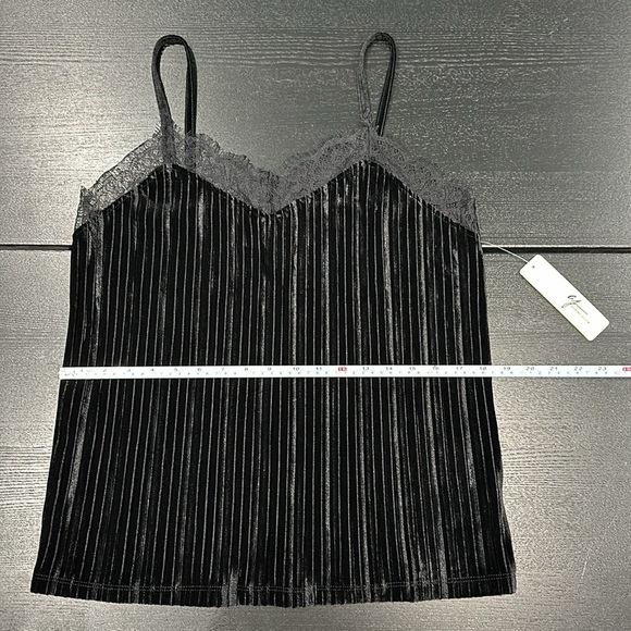 Andrea Jovine Black Velvet Tank Top with Lace Trim - M - Picture 10 of 10